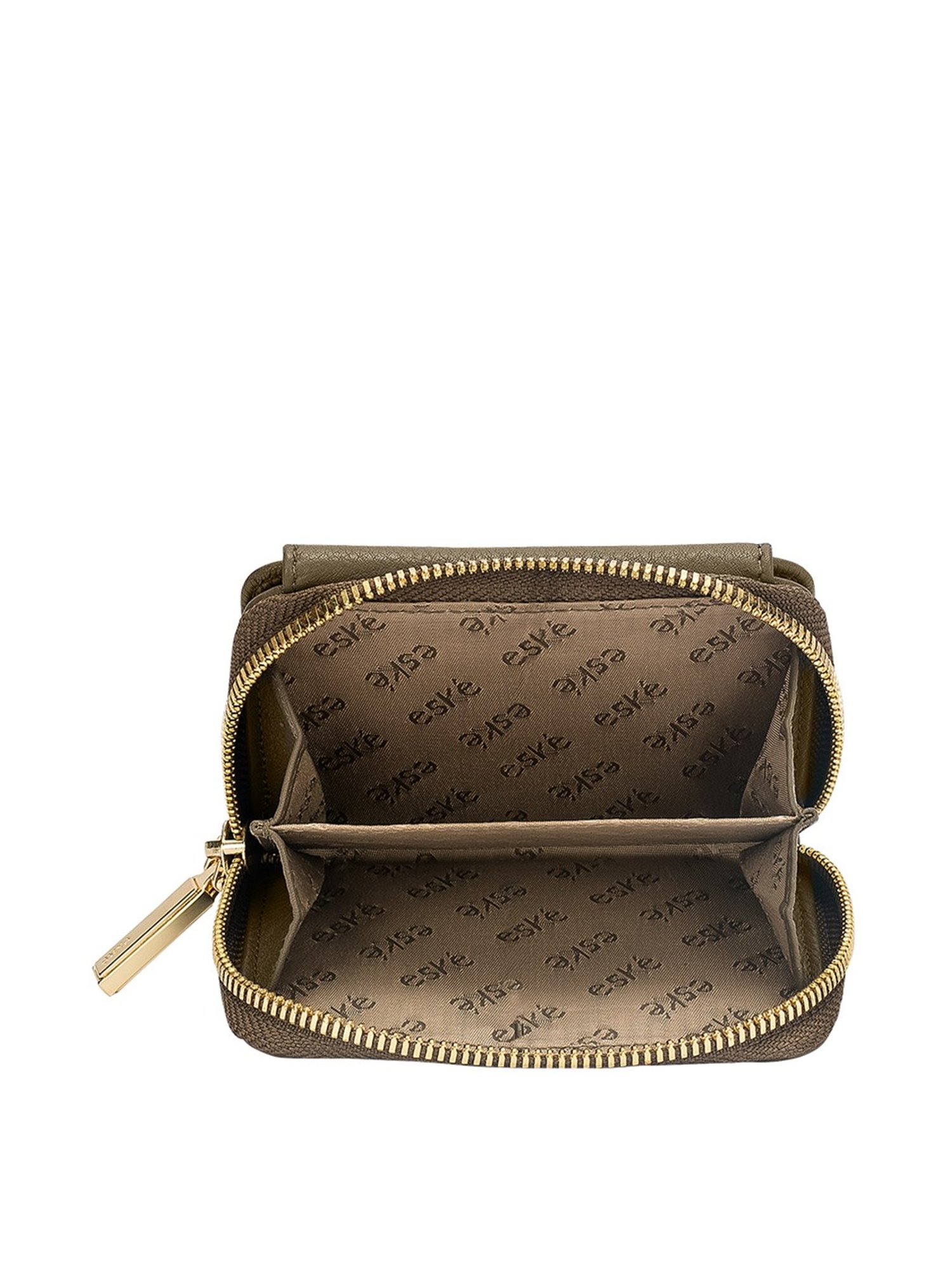 Eske Isa Taupe Solid Zip Around Wallet for Women