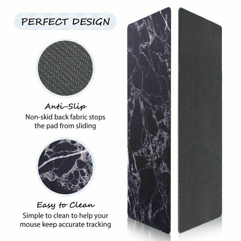 Non-Slip XXL Marble Mouse Pad Mat Pad Keyboard Mat For Computer PC Gaming, Black