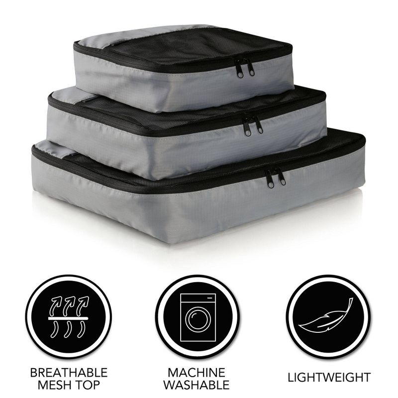 Brookstone Packing Cube Set - 3pc Gray