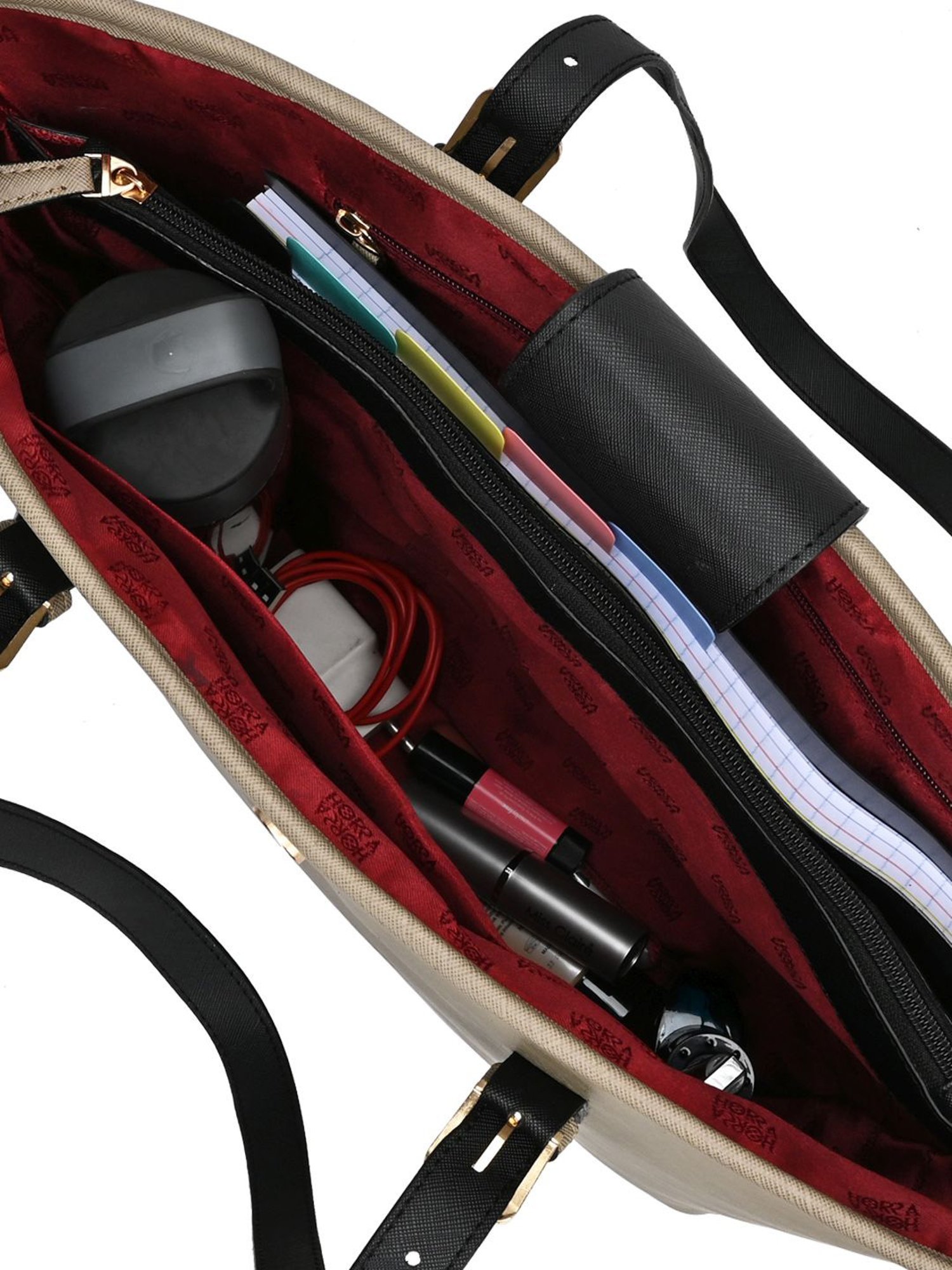 Horra Grey Solid Tote Handbag