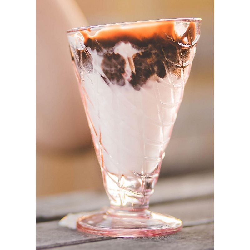 Amici Home Waffle Cone Glass Bowl, Pink, 6oz, Set of 3