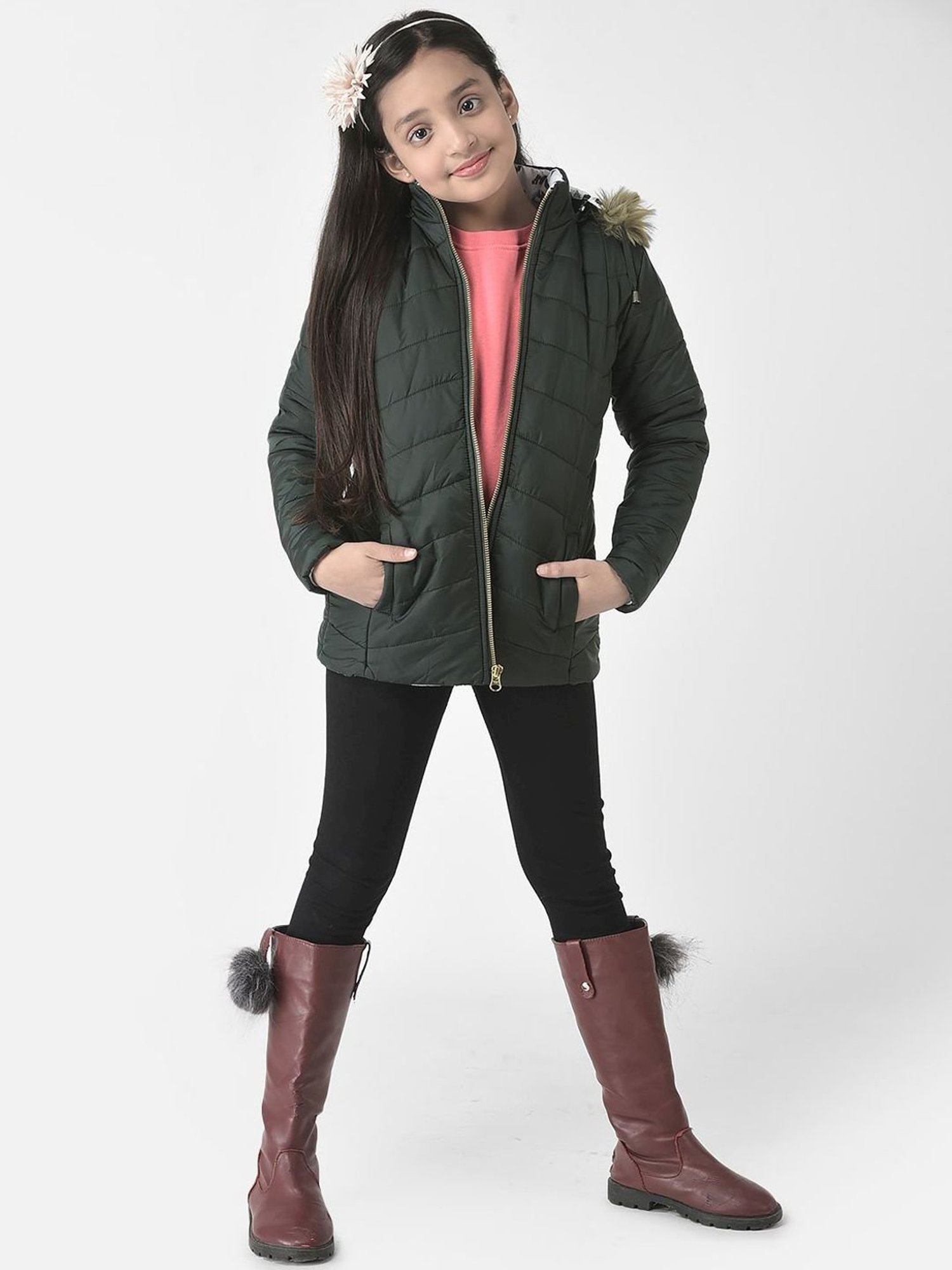 Elle Kids Black Self Pattern Jacket