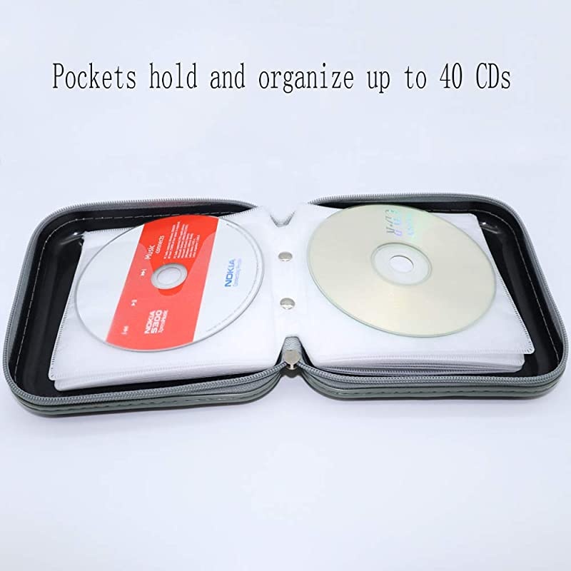 CD Case, 40 Capacity DVD Storage DVD Case Holder VCD Wallet Organizer Protective Hard Plastic Portable Case - Red
