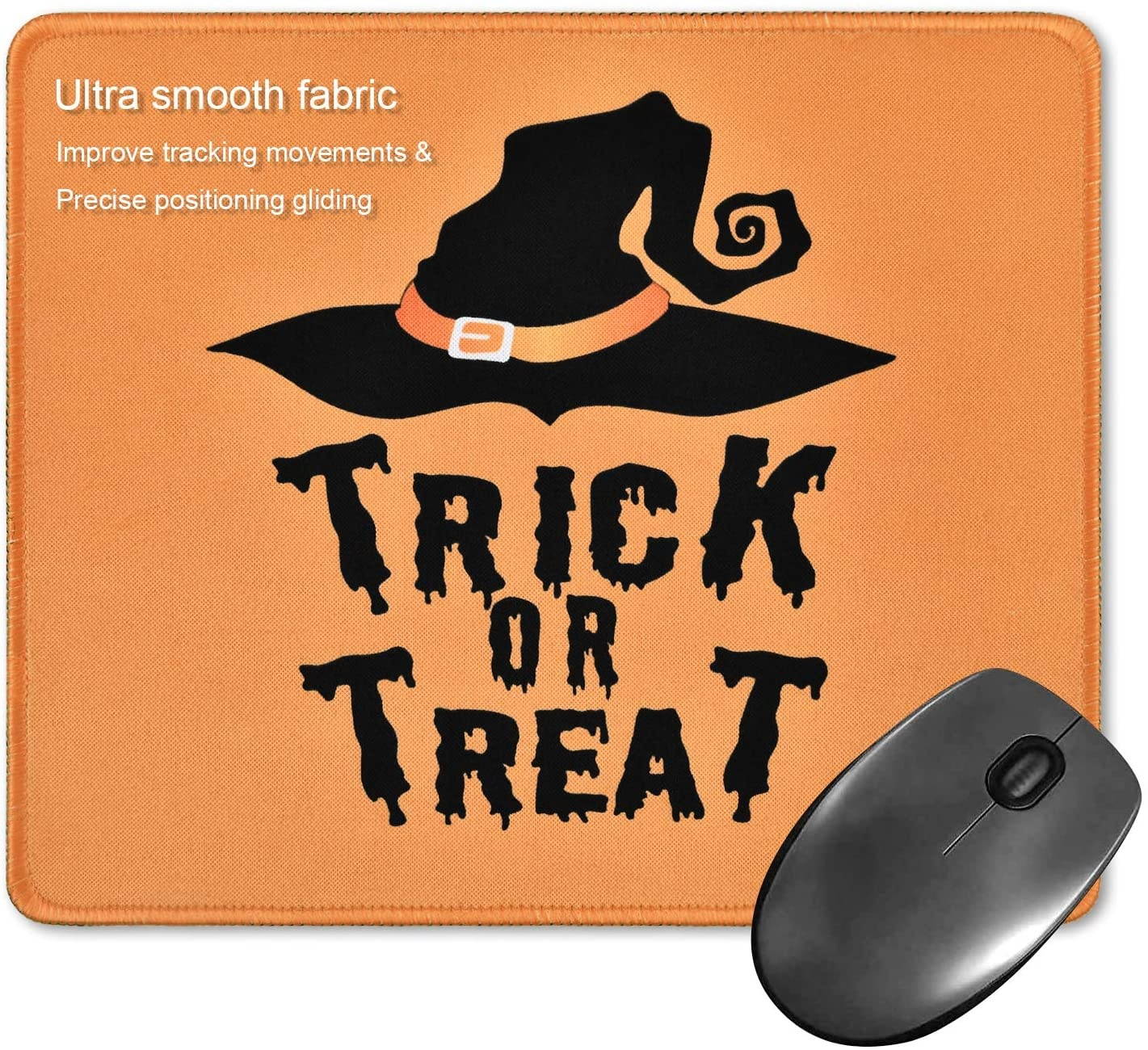 2 Pack Happy Halloween Mouse Pad Trick or Treat Mouse Pad Non-Slip Rubber Gaming Mouse Mat with Stitched Edges for Computer Laptop, 9.5 x 7.9 x 0.1 Inch
