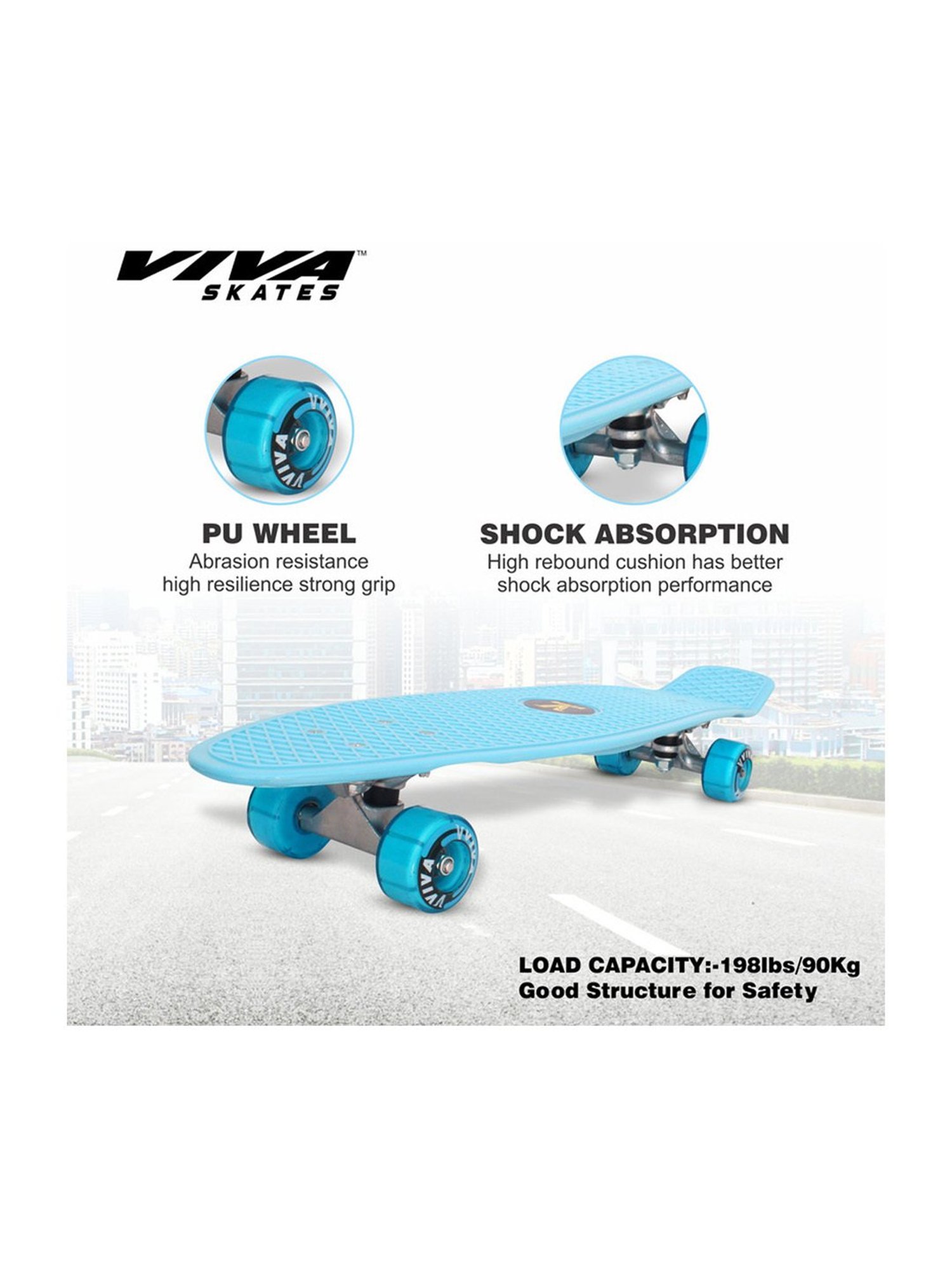Viva Sky Blue Skateboard for Seniors