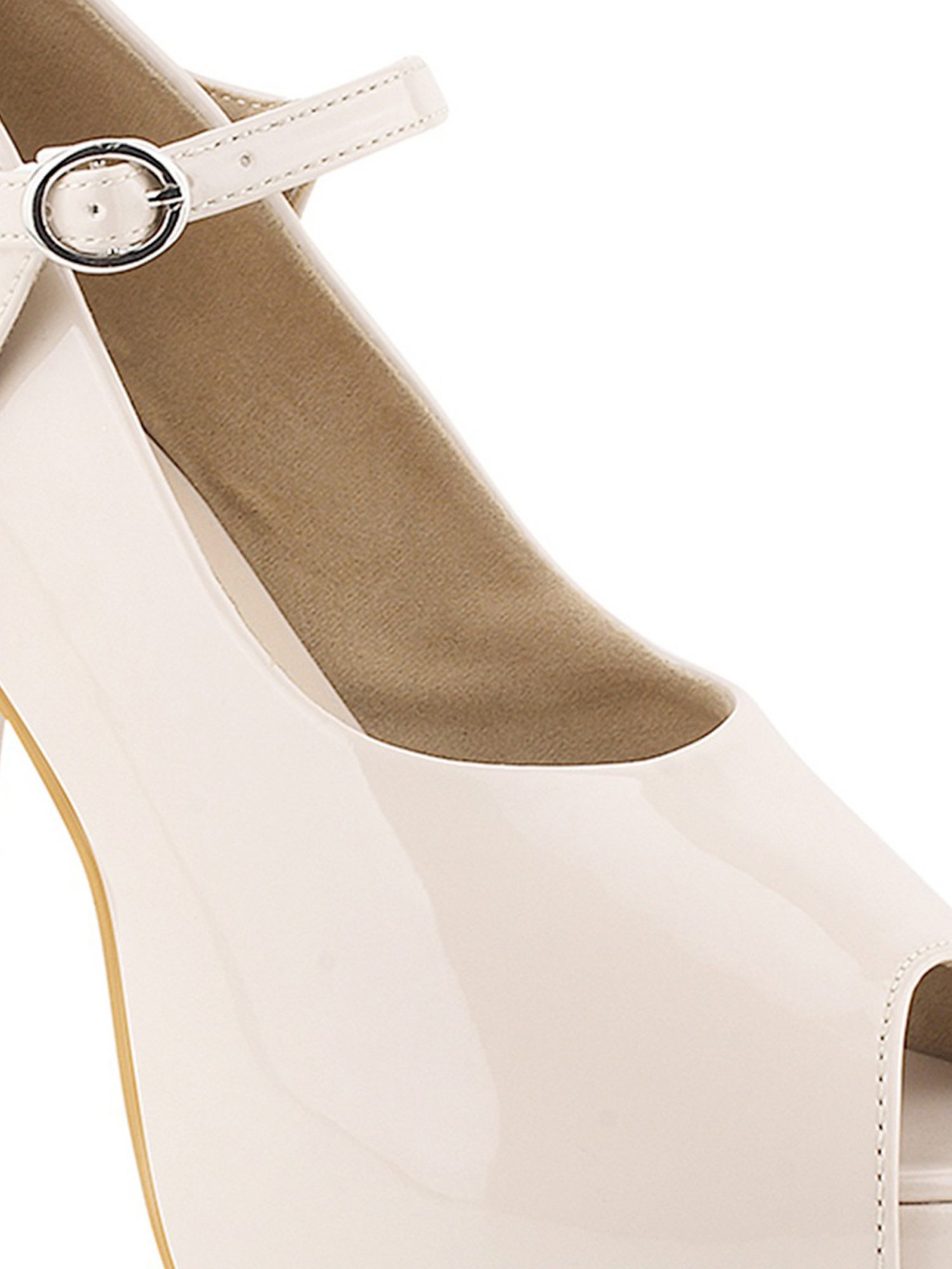 Shoetopia Women's Beige Mary Jane Shoes