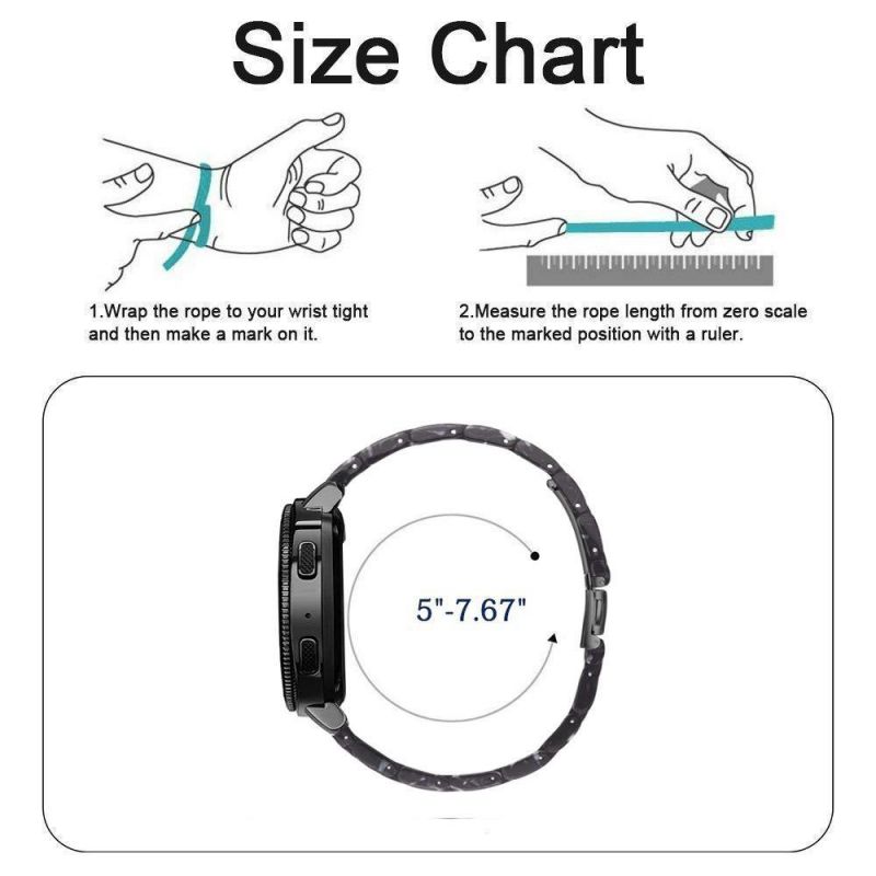 Omter Resin Band Compatible with Ticwatch Pro,Amazfit Stratos,Fossil Founder Gen 2 / Q Explorist Gen 3 / Q Explorist HR Gen 4, 22mm Women Men Fashion Bracelet Strap(Black)
