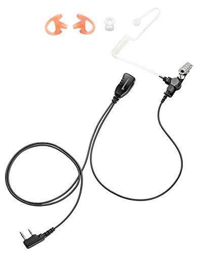 Single Wire Earpiece for Kenwood TK NX TH Series Radios with 2 Plug Jack, Including TK-2312, TK-3160, TK-3312, TK-3360, TK-3400, TK-3402, TH-F6A, TH-D72A, TH-D74A, etc, Acoustic Surveillance Headset