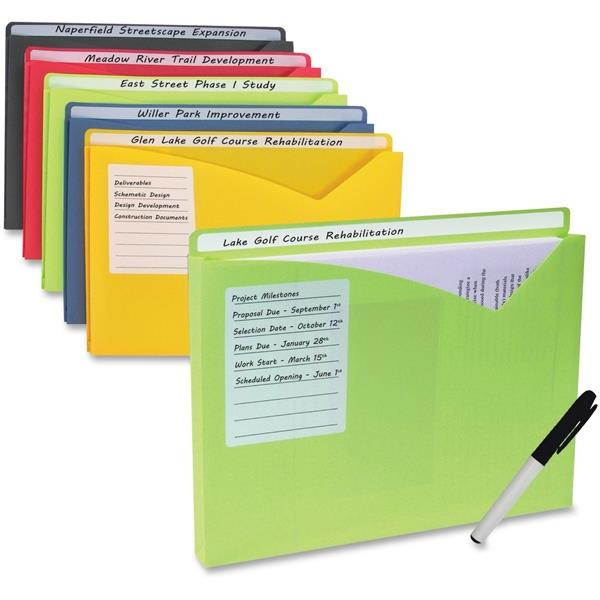 C-Line Write-On Expanding Poly File Folders 1" Exp. Letter Assorted Colors 10/BX