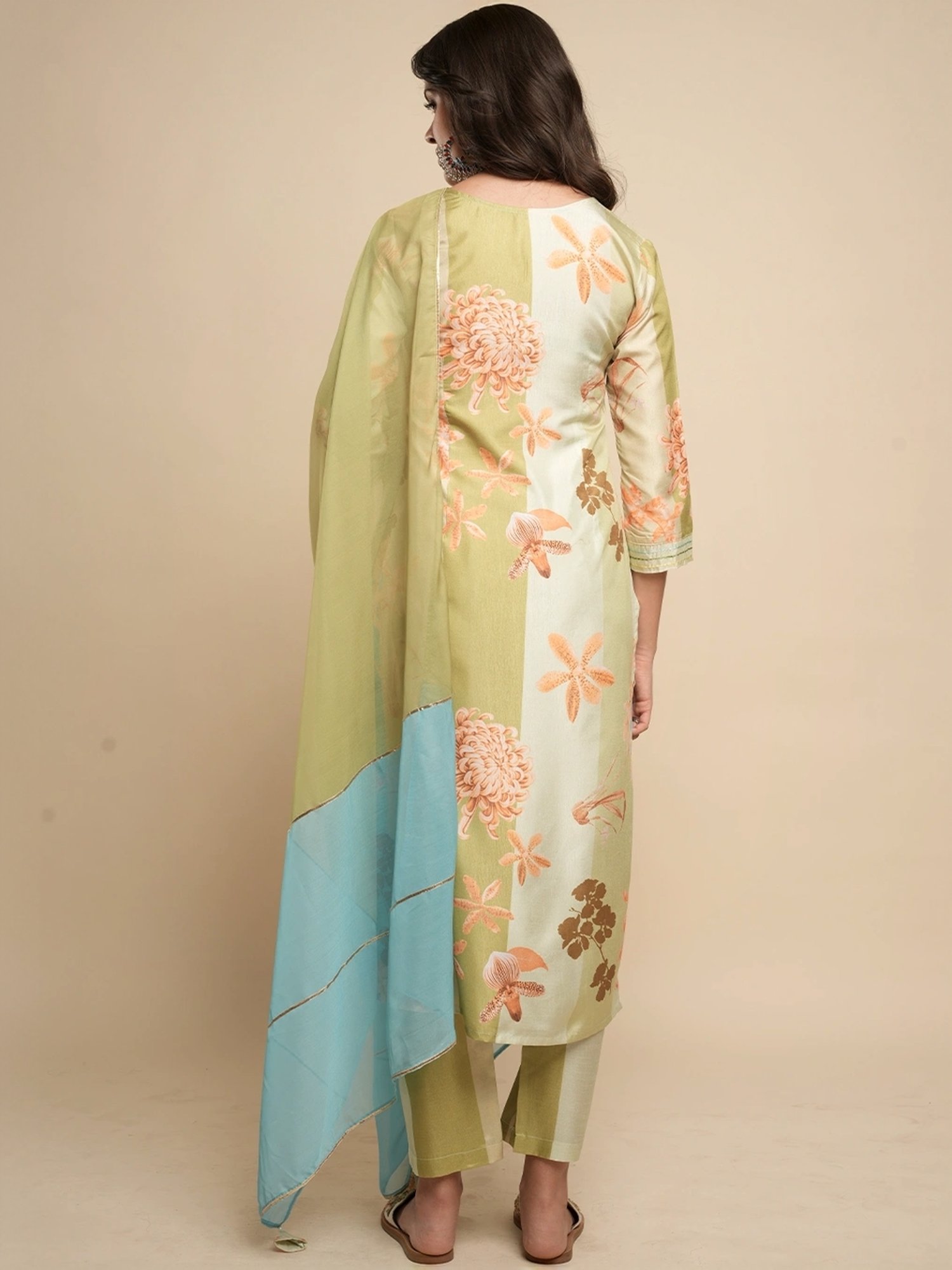 Heeposh Green Printed Kurta Pant Set With Dupatta