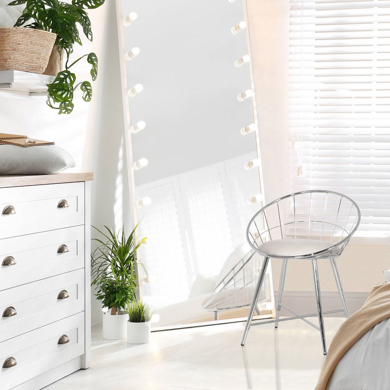 Bullock Rounded Disc Metal Vanity Stool Cream - Hillsdale Furniture