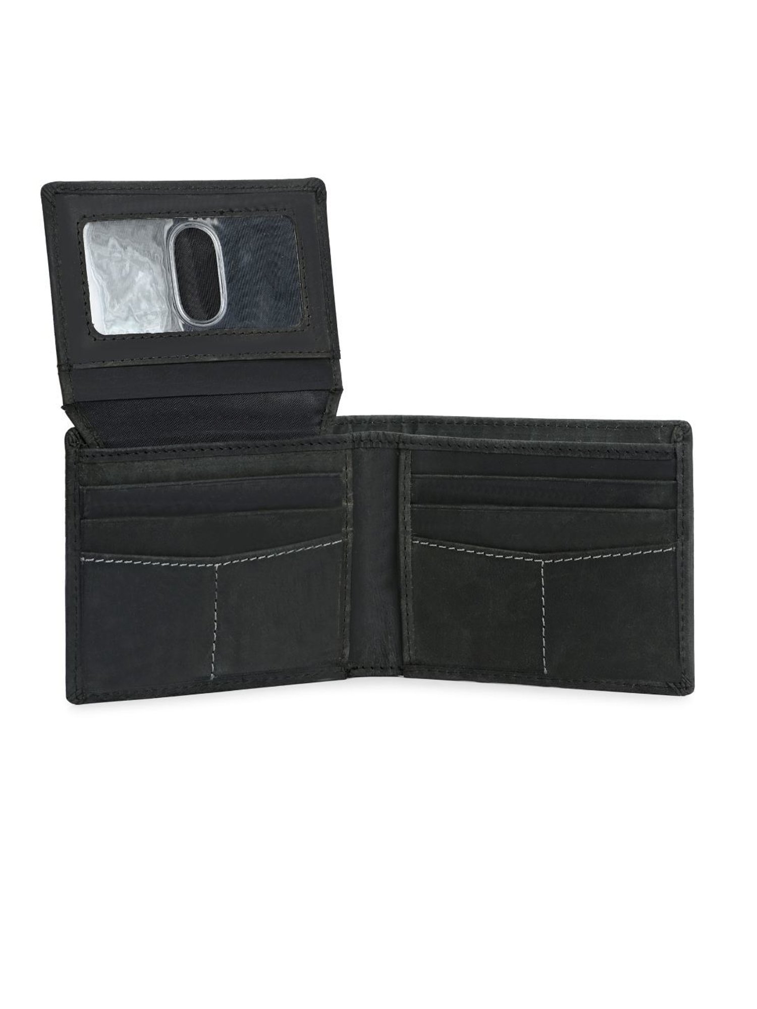 Clog London Dark Grey Textured Leather Small Bi-Fold Wallet for Men