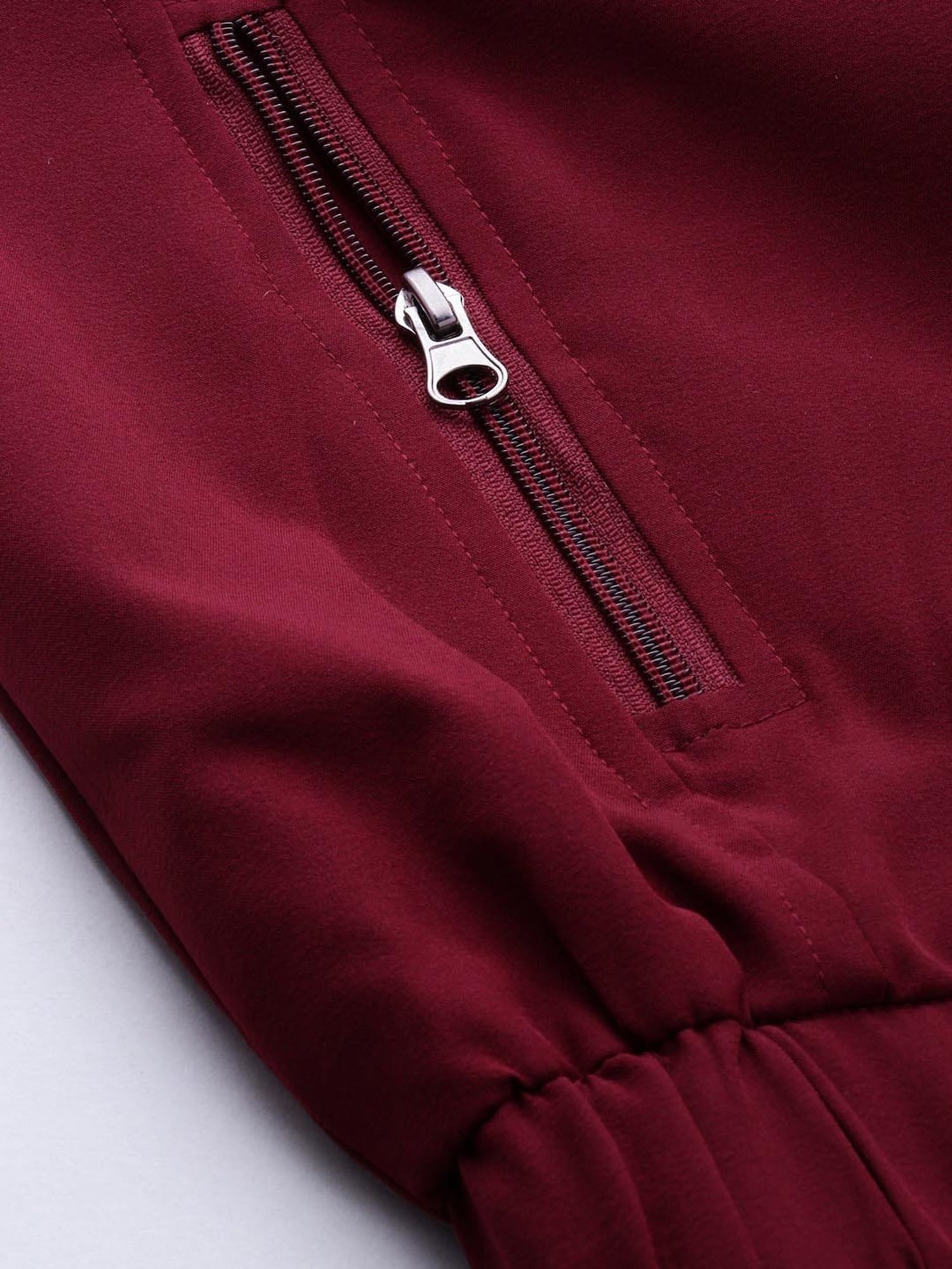 VOXATI Maroon Full Sleeves Mandarin Collar Jacket