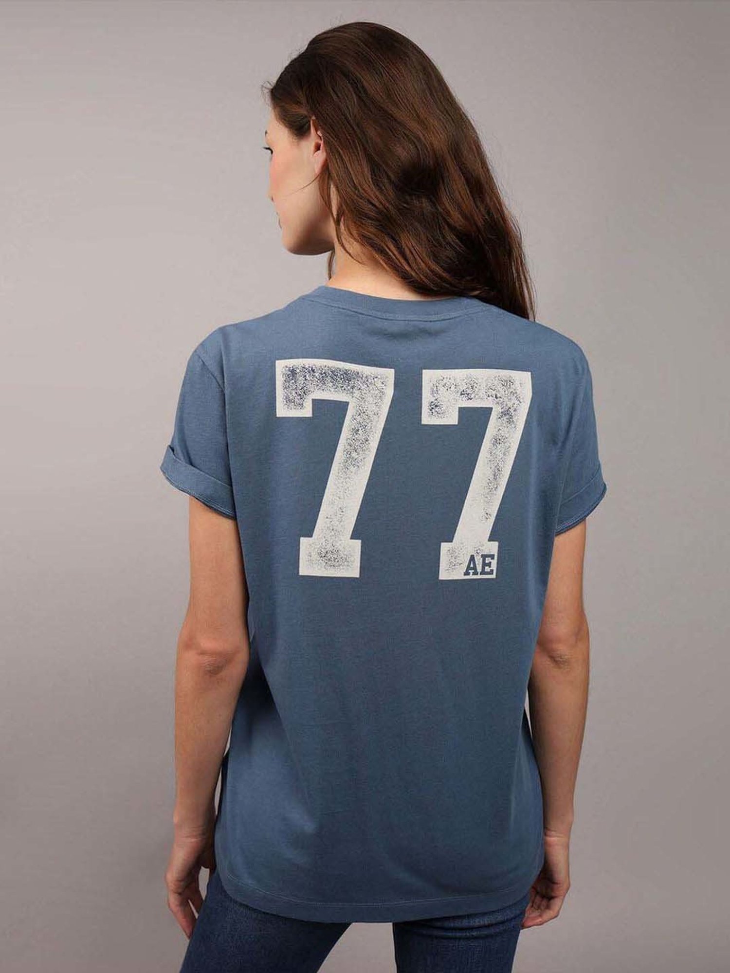 American Eagle Outfitters Blue Cotton Printed T-Shirt