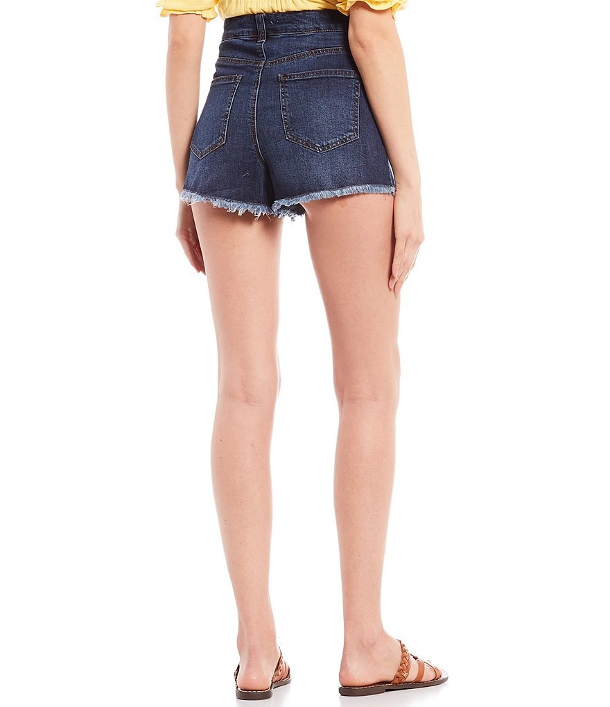 Celebrity Pink Ultra High Rise Frayed Hem Denim Shorts