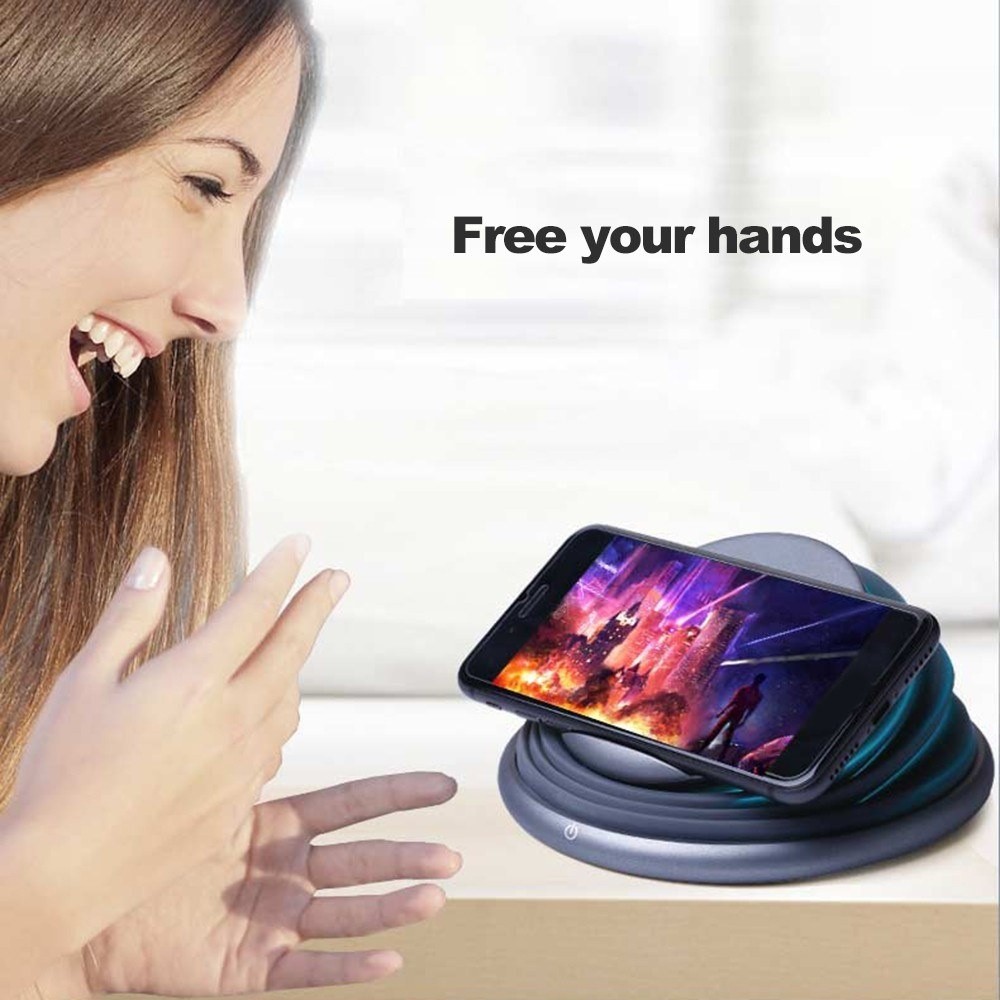 Mobile Phone Holder Bracket Wireless Charger Multi-function Wireless Charging Black