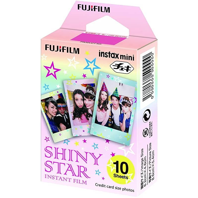 Instax Mini 5 Pack Bundle Includes Stained Glass, Comic, Stripe, Shiny Star, Airmail. 10 sheets X 5 Pack = 50 Sheets.