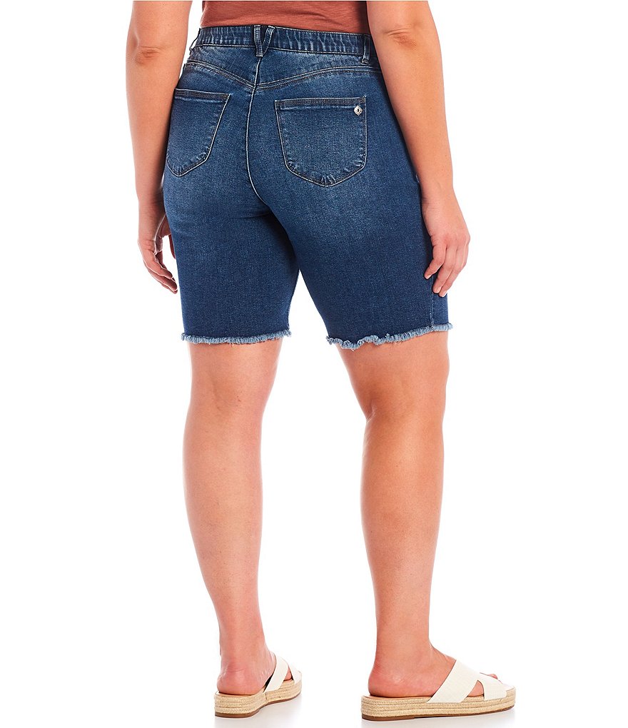 Democracy Plus Size #double;Ab#double;solution High Rise Fray Hem Retro Bermuda Shorts