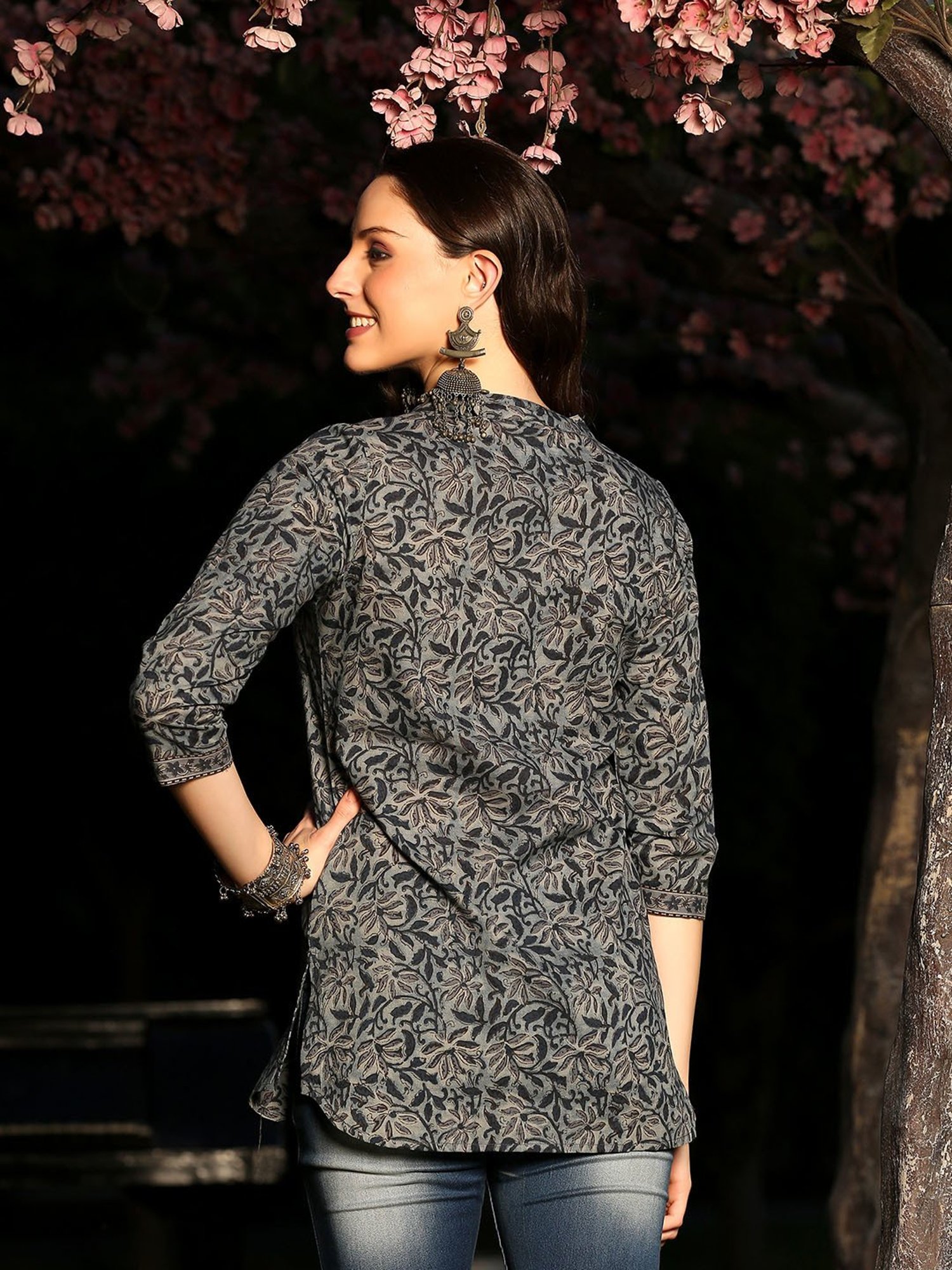 DECKEDUP Blue Cotton Printed Tunic