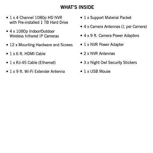 Night Owl WNVR201-44P Video Surveillance System - Network Video Recorder, Camera - 1080 Camera Resolution - HDMI