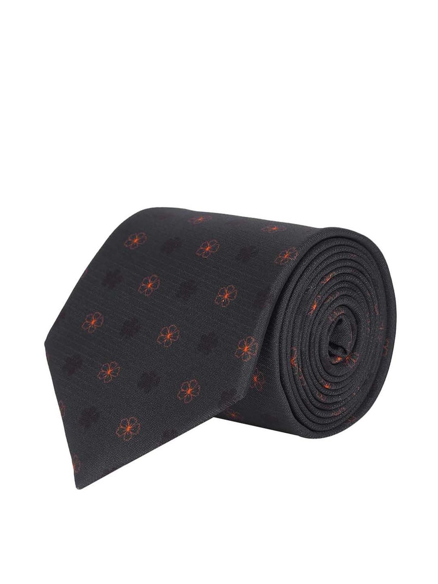 Tossido Black Woven Necktie With Pocket Square and Cufflinks