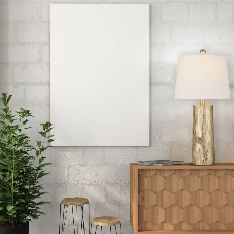 24" Faux Wood Table Lamp (Includes LED Light Bulb) Silver - Cresswell Lighting