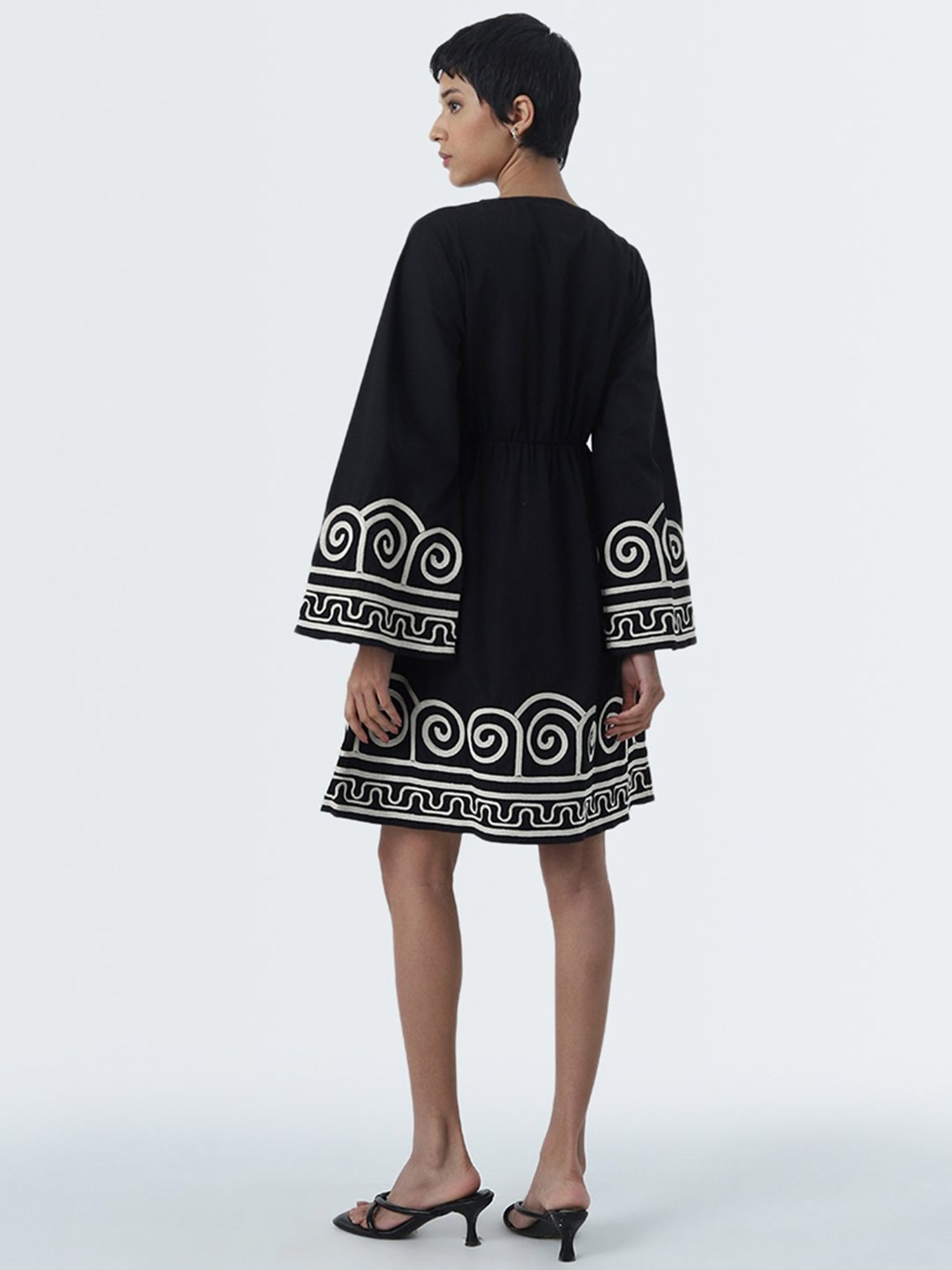 LOV by Westside Black Embroidered A-line Cotton Dress