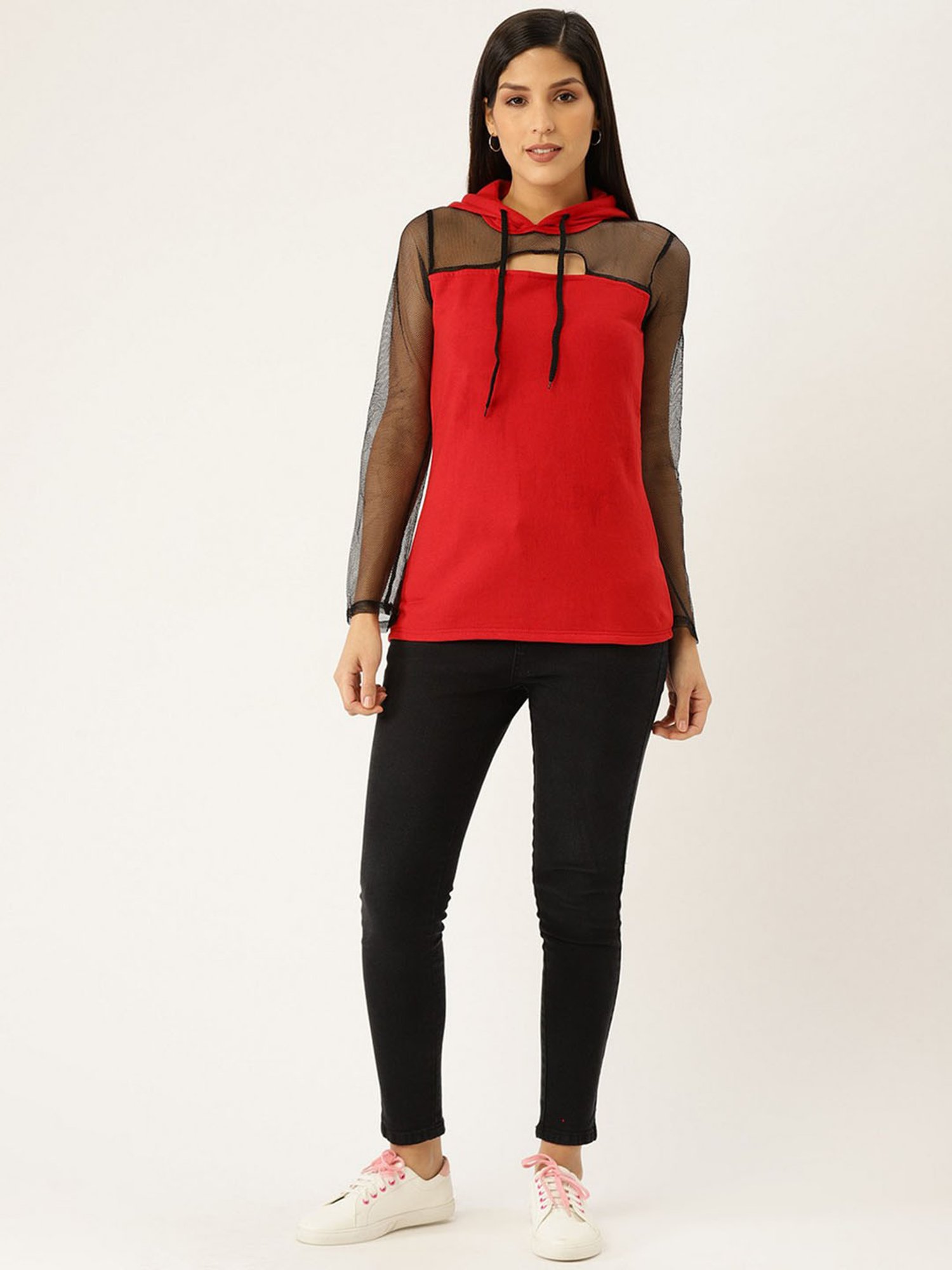 Belle Fille Red Full Sleeves Sweatshirt