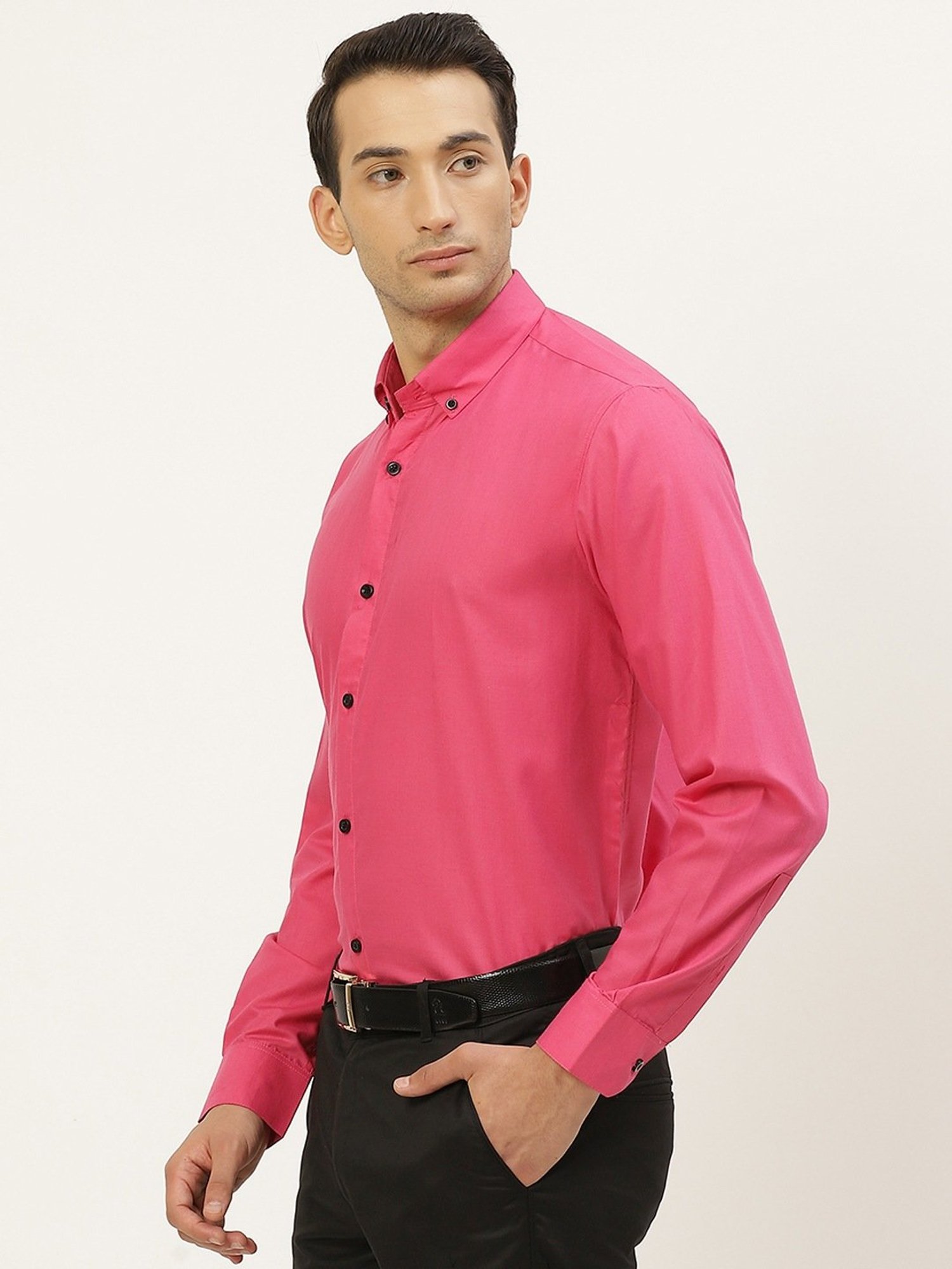 Sojanya Pink Cotton Regular Fit Shirt