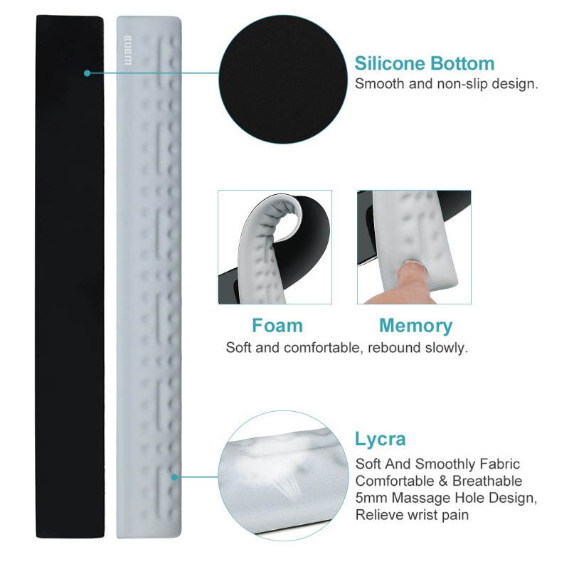 Gel Memory Foam Set Keyboard Wrist Rest Pad, Mouse Wrist Cushion Support for Office, Computer, Laptop, Mac, Comfortable, Lightweight for Easy Typing Pain Relief, Gray