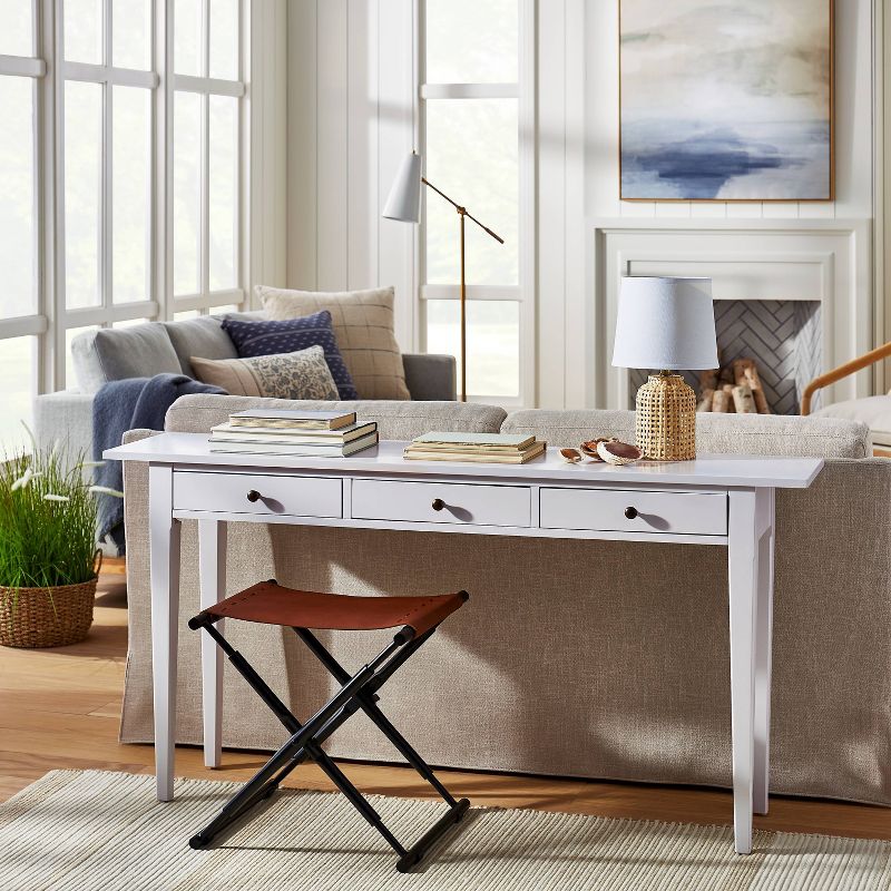 Preston Folding Leather Sling Ottoman with Metal Base - Threshold™ designed with Studio McGee