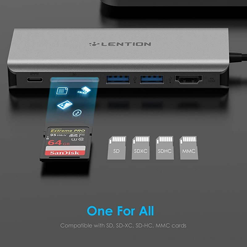 USBC Digital AV Multiport Hub with 4K HDMI 2 USB 30 Card Reader Type C Charging Gigabit Ethernet Adapter Compatible 20202016 MacBook Pro New Mac AirSurface More CBC68 Space Gray