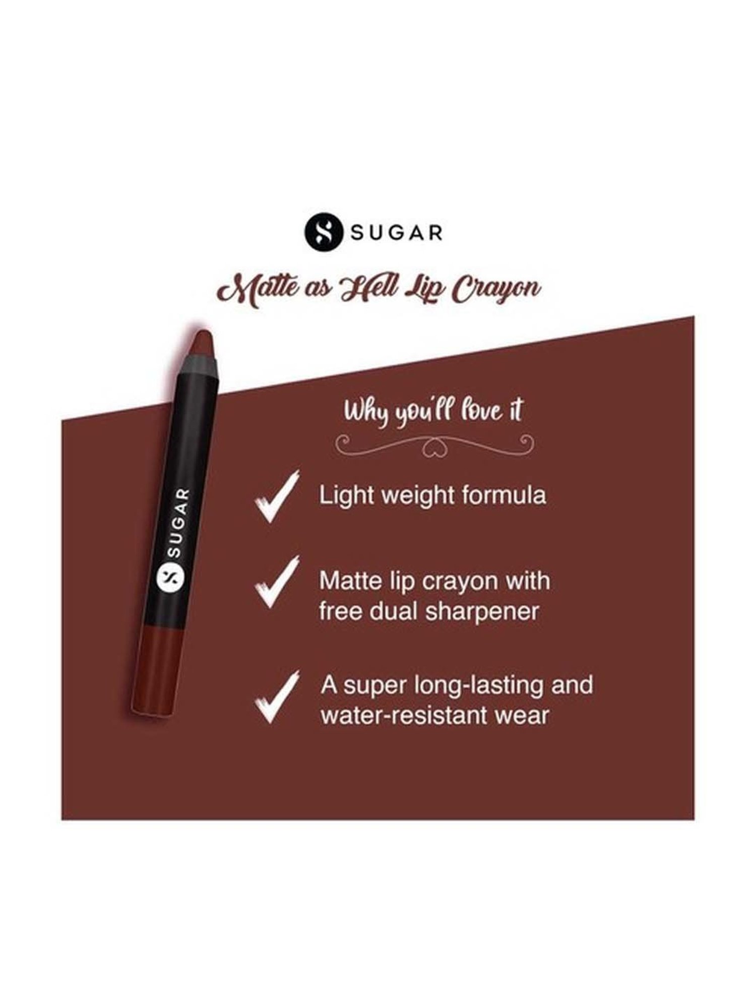 Sugar Cosmetics Matte As Hell Crayon Lipstick 13 Murphy Brown - 2.8 gm