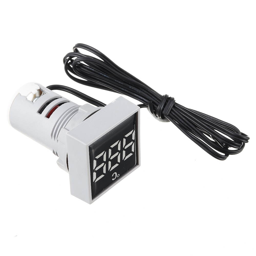 3pcs Crystal Film Square White LED Digital Thermometer Signal Light AC 50-380V 220V Temperature Meter Indicator Range -20-200 with 1m Sensor