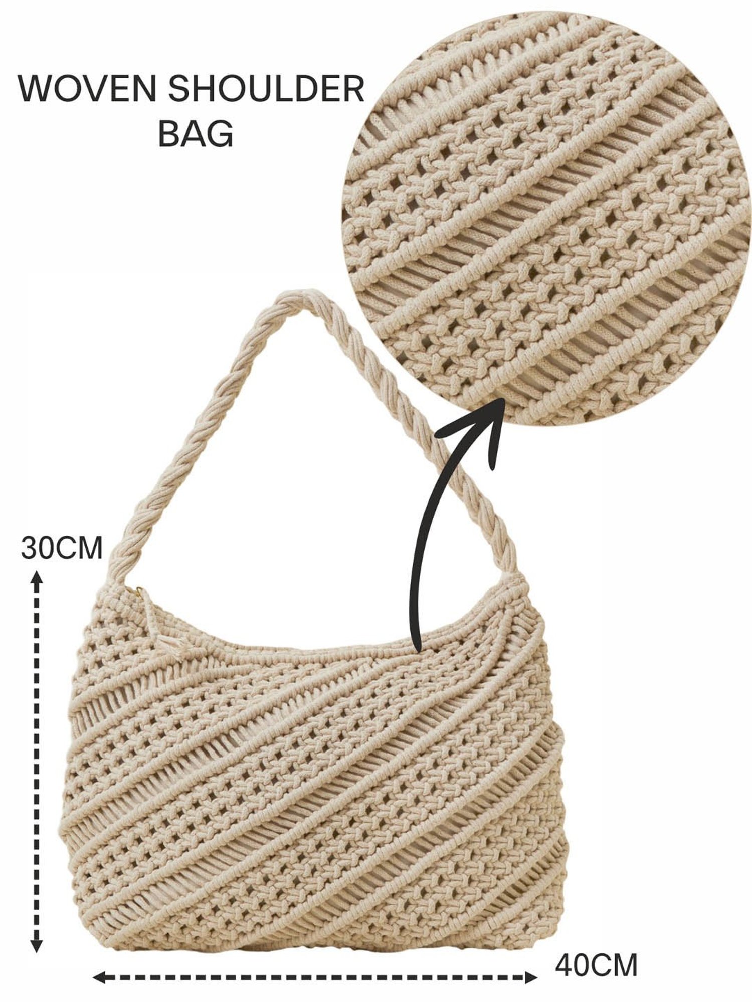 Accessorize London Cream Fabric Shoulder Handbag