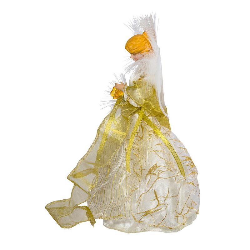 Kurt Adler 12" CUL Ivory and Gold Fiber Optic LED Angel Treetop