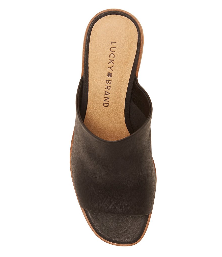 Lucky Brand Lutena Leather Block Heel Mules