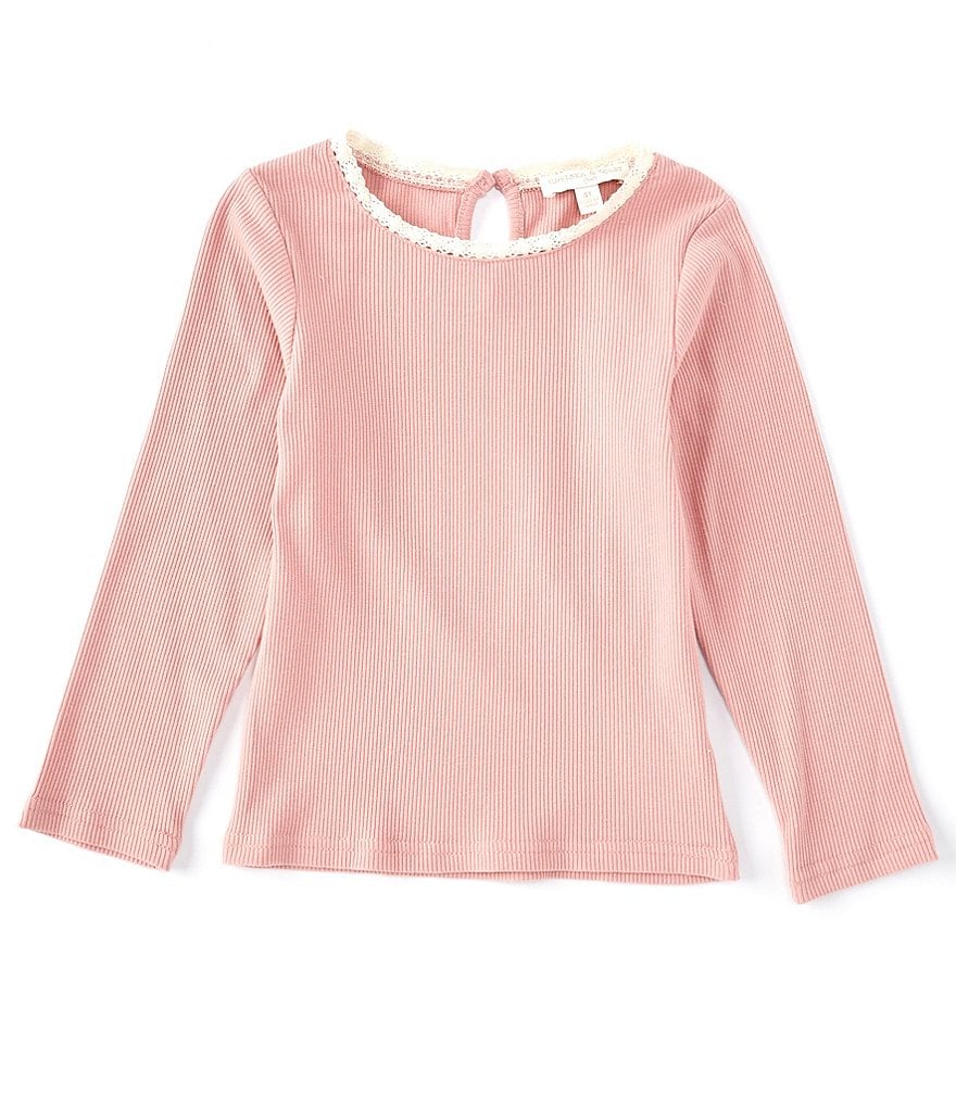 Chelsea & Violet Little Girls 2T-6X Rib Knit Lace Tee
