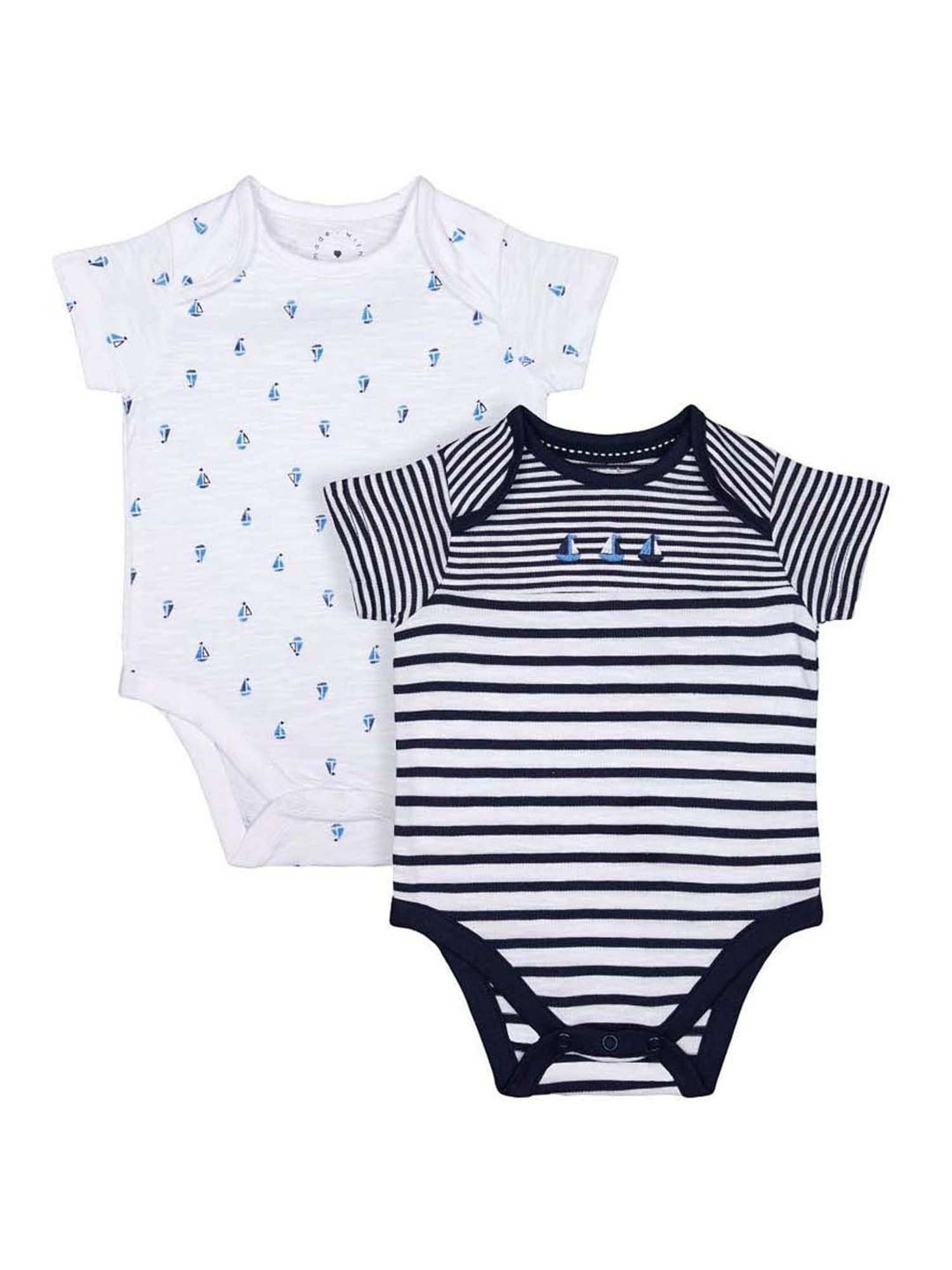 Ed-a-Mamma Baby Pink & White Printed Bodysuit (Pack Of 2)