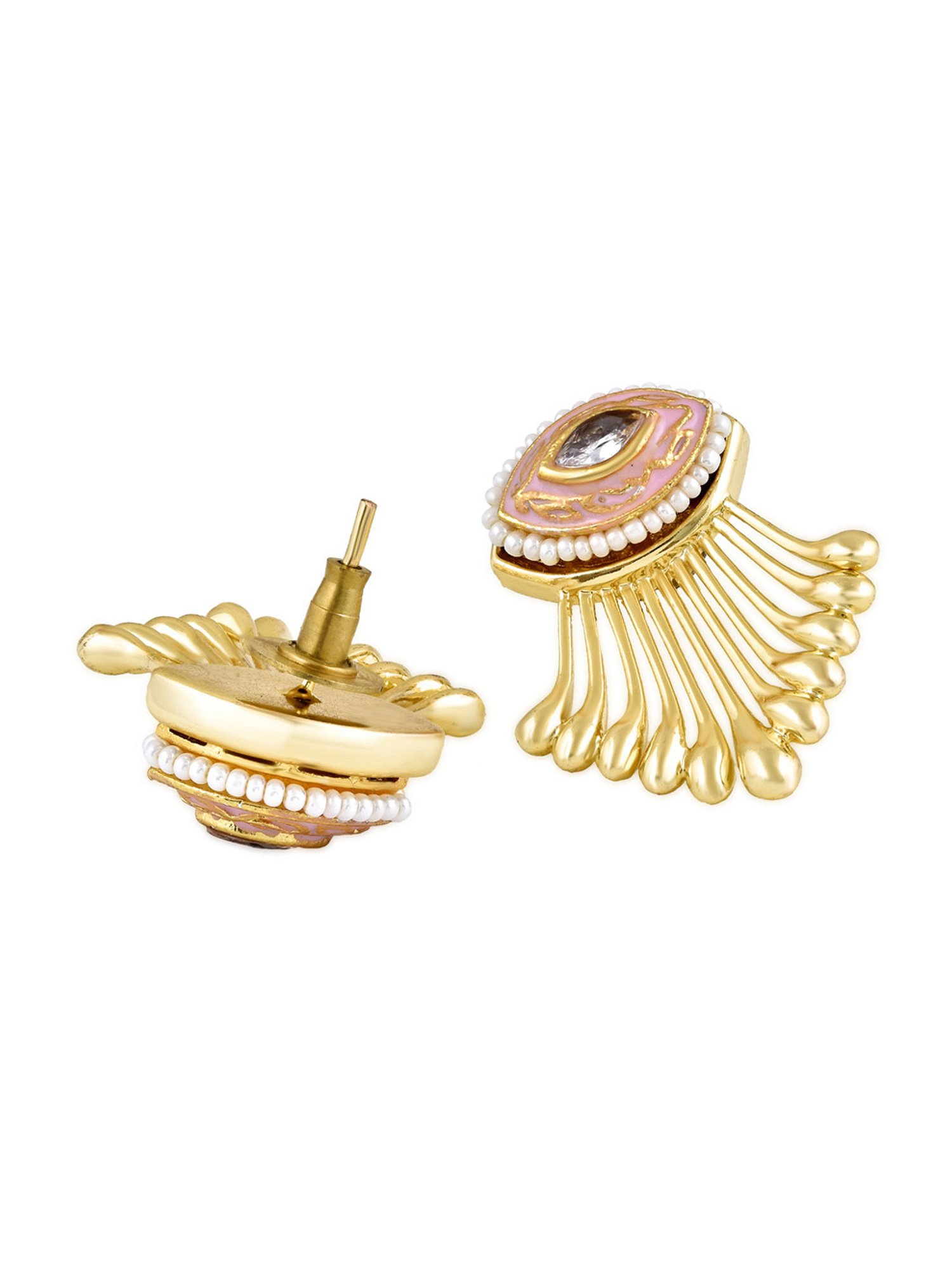 Curio Cottage Aina Streaks of Golden & Pink Stud Earrings