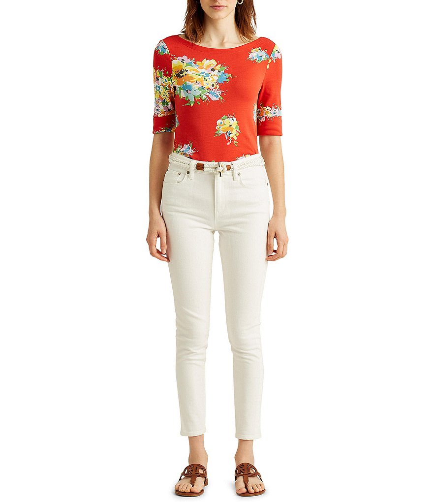 Calessa Floral Embroidered Round Neck Short Sleeve Tunic