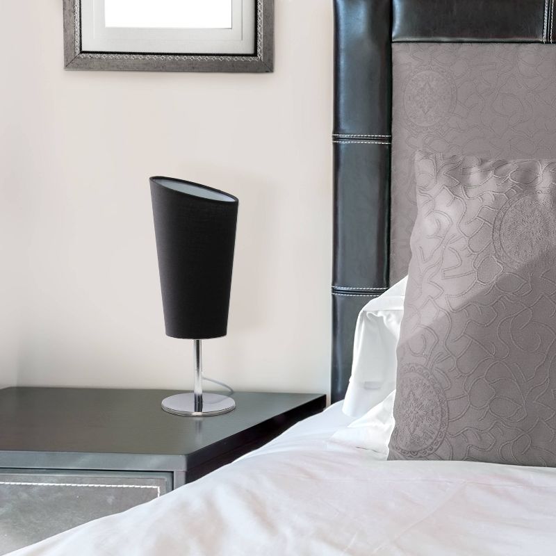 Mini Table Lamp with Angled Fabric Shade Black - Simple Designs