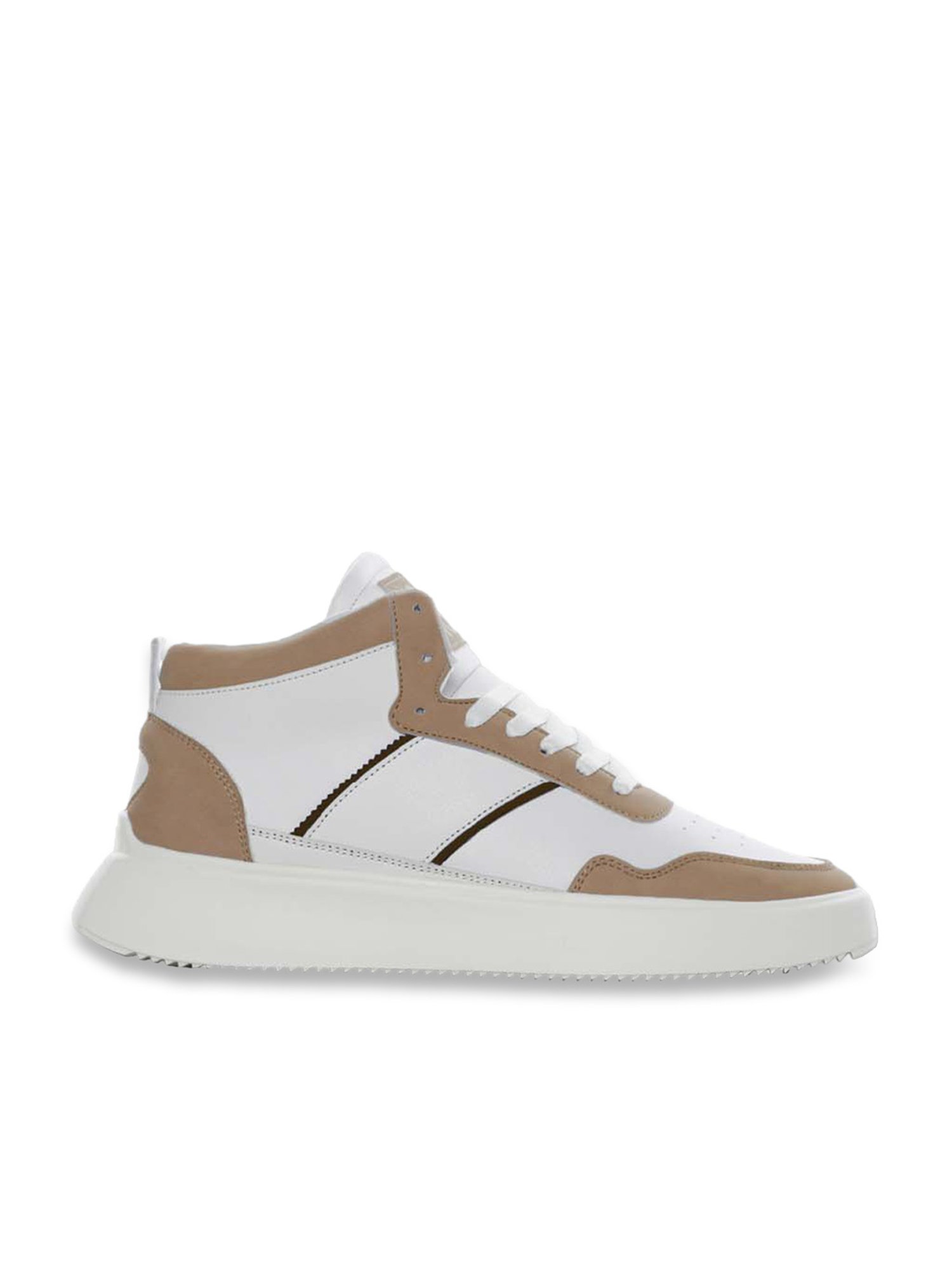 Yoho Men's White & Camel Ankle High Sneakers