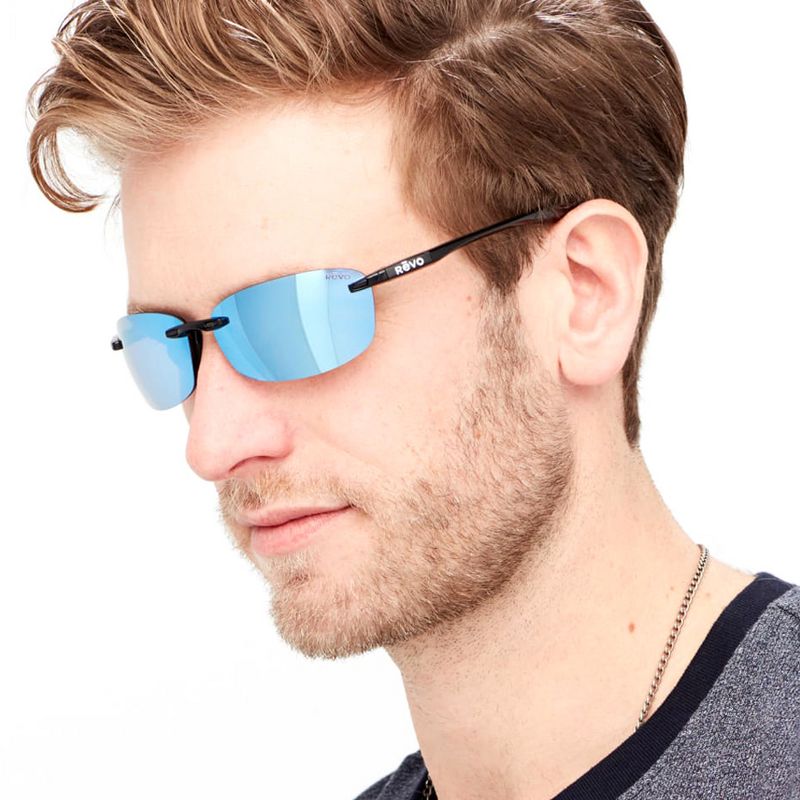 Revo Descend E RE 4060 01 GY Unisex Rectangle Polarized Sunglasses Black 64mm