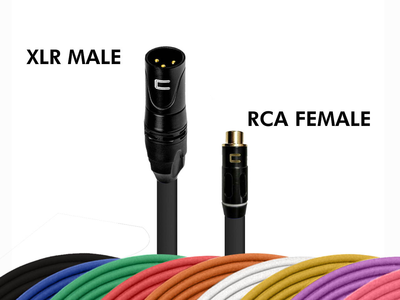 3-Pin XLR Male to 3.5 RCA Female Unbalanced Mono Cable Custom Length Color Cord