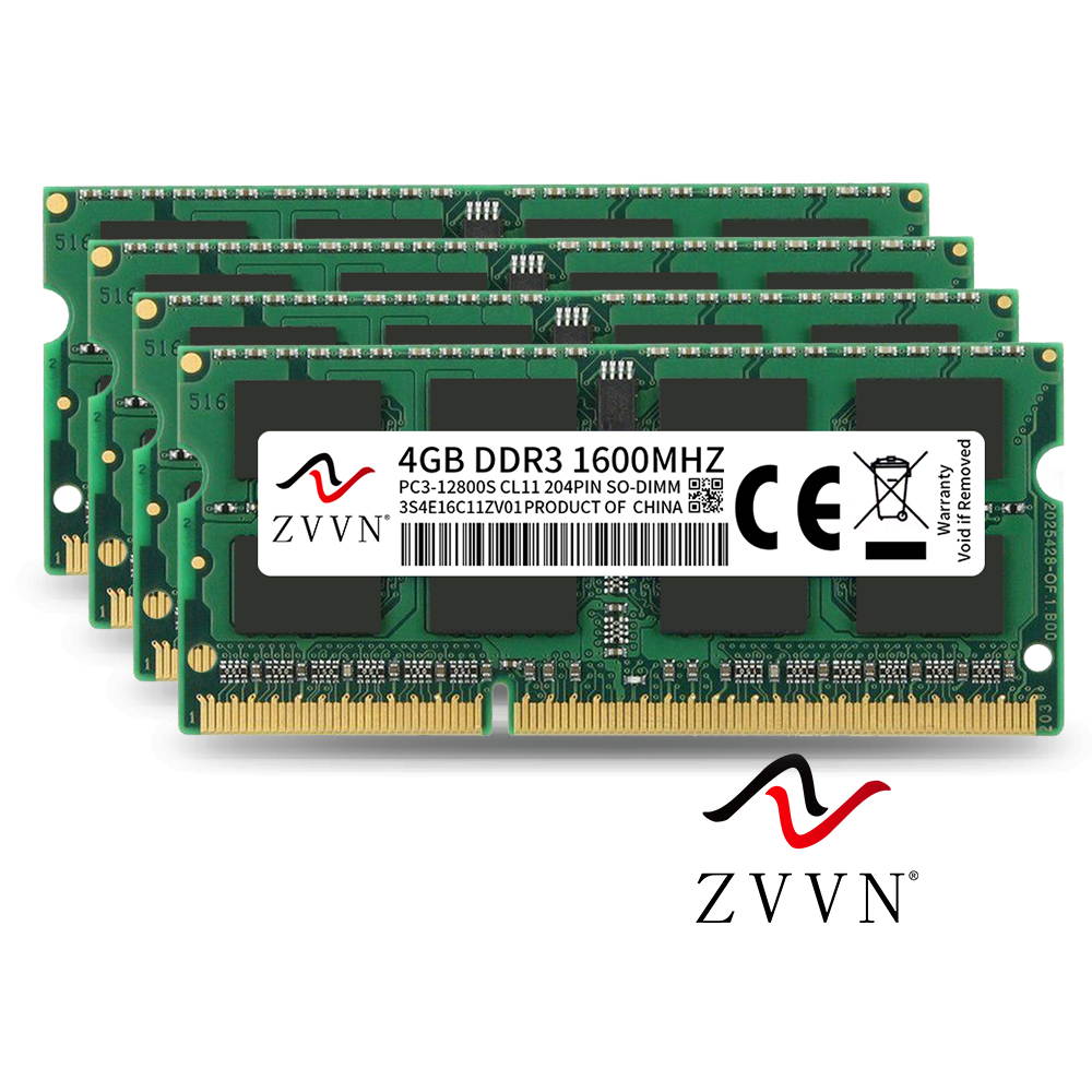 ZVVN 16GB Kit (4x 4GB) 204-Pin DDR3 SO-DIMM DDR3 1600 (PC3 12800) Laptop Notebook Memory Model 3S4E16C11ZV04