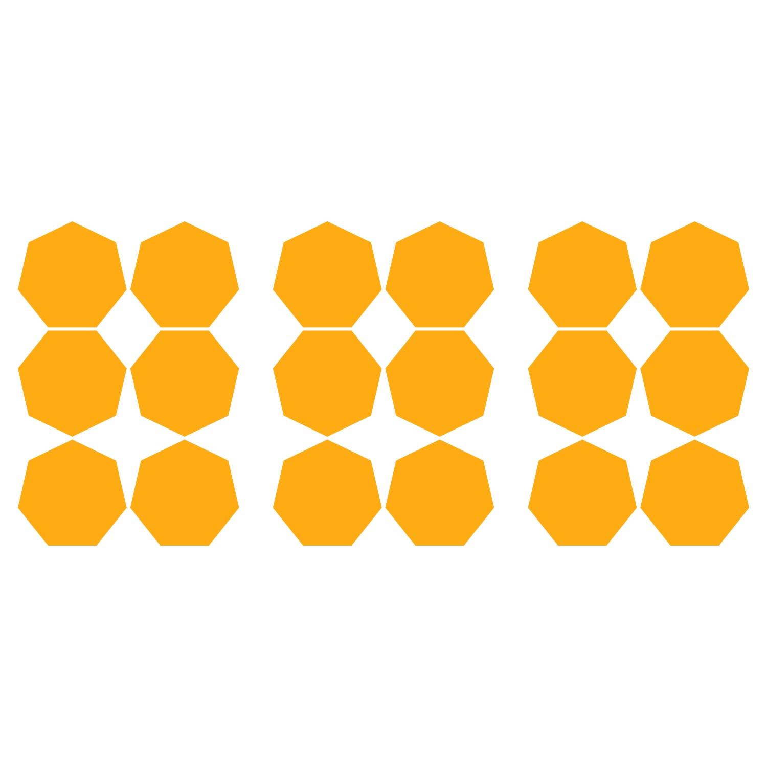 LiteMark 3.5 Inch Yellow Heptagon Decals - Pack of 18