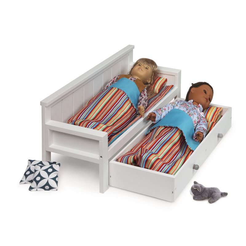 Sofa/Daybed with Trundle for 18" Dolls - White/Multi