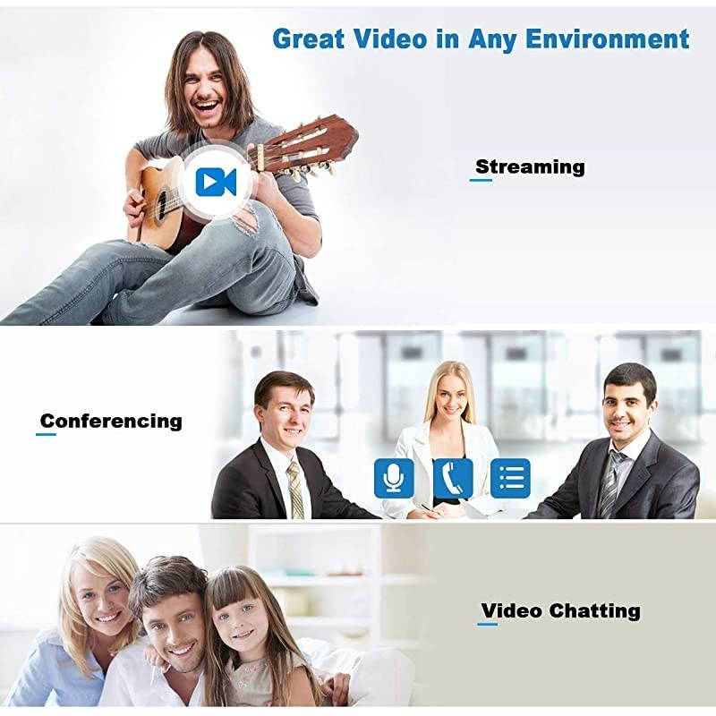 Webcam 1080P  Manual Focus Full HD Live Stream Web Camera for Video Calling and RecordingLaptop Camera with Builtin MicsComputer USB Webcam with Widescreen and 360 Degree Rotatable Clip