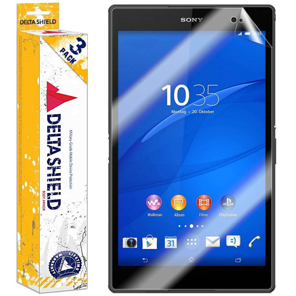 DeltaShield Screen Protector for Sony Xperia Z3 Tablet Compact (3-Pack) BodyArmor Anti-Bubble Military-Grade Clear TPU Film